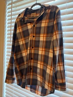 Men's Casual Plaid Button-Down Shirt - Blue & Brown
